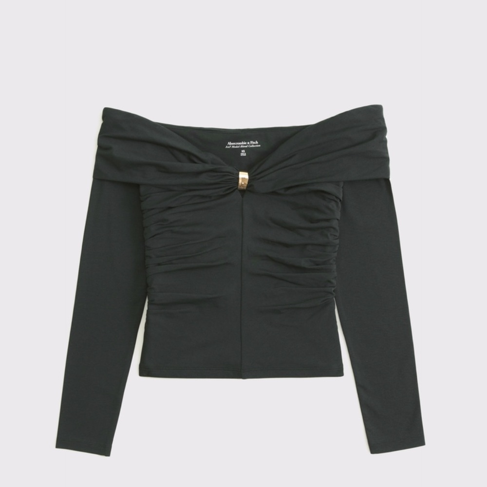 Abercrombie & Fitch Dark Green Off-Shoulder Blouse
